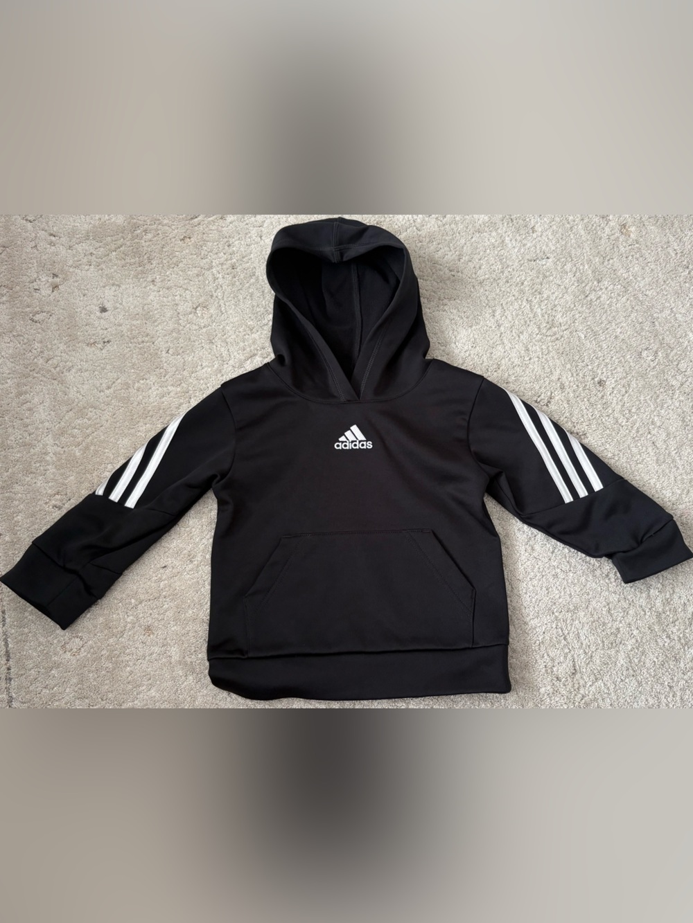 adidas Black Hoodie with White 3-Stripes